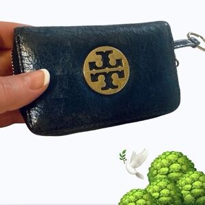 Tory Burch Blue Leather Key Wallet